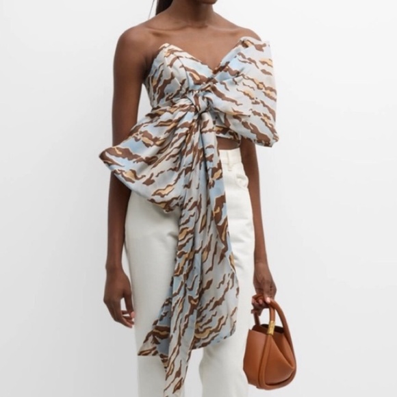 Zimmermann Blue Tiger Bodice Bow Top - Picture 3 of 5